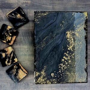 Black and Gold Abstract Wall Art Canvas - Modern Home Accent